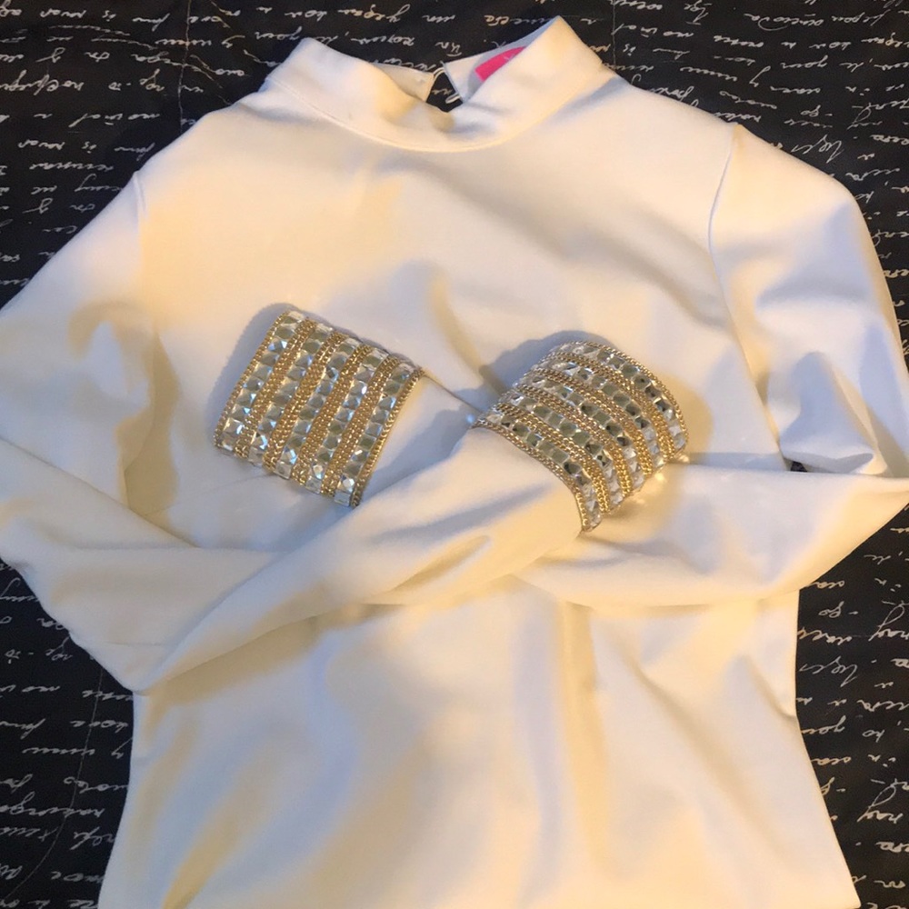 White embellished unitard